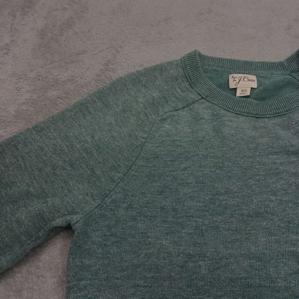 J Crew Sweater Womens‎ XS Green Pullover Crew Neck Casual Linen Blend
